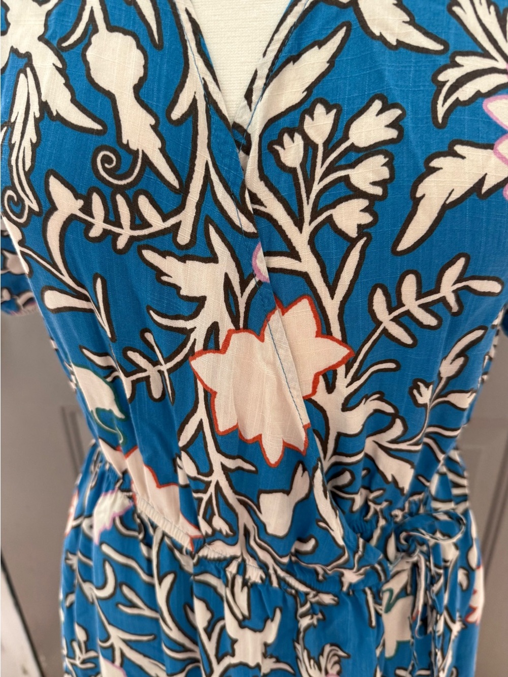 Knox Rose Teal Blue Floral Wrap-Style Midi Dress - Picture 2 of 7